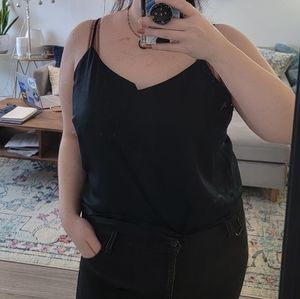 Black satin cami